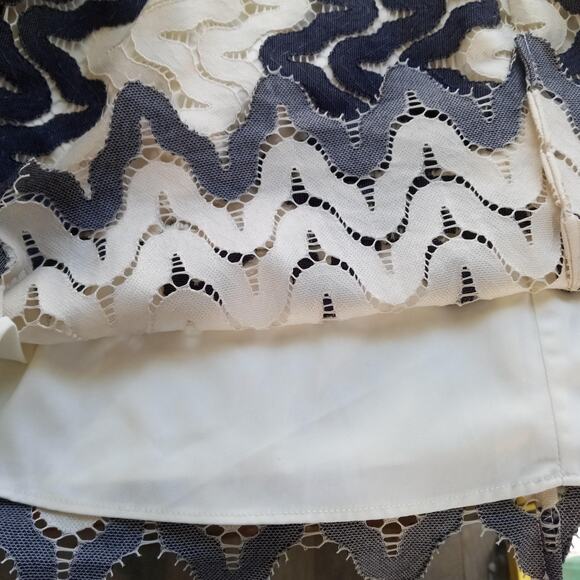 Kate Spade Shift Dress Sleeveless Lined S XS Black Blue White Lace Retro Ric Rac - Picture 5 of 7